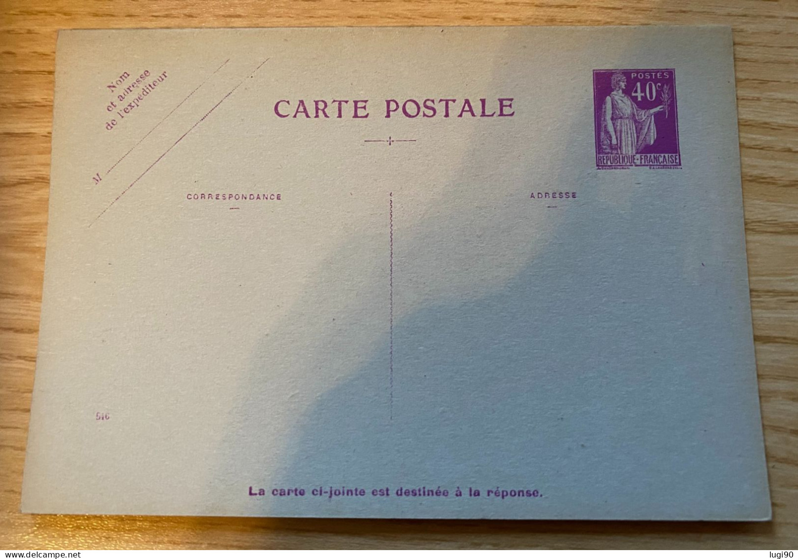 Entier Postal Type Paix YT 281-CPRP1 40 C + 40 C Lilas - Neuf - Cartes/Enveloppes Réponse T