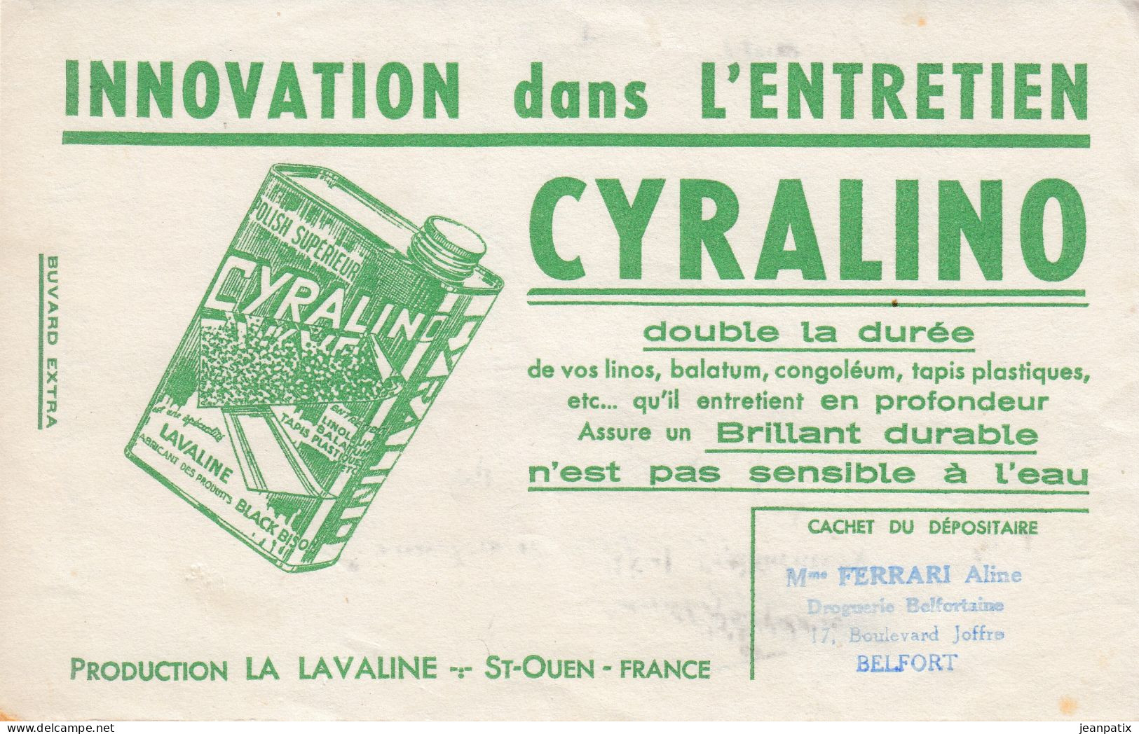 BUVARD & BLOTTER - Produit Entretien CYRALINO - Tampon Droguerie Ferrari Belfort - Chocolat