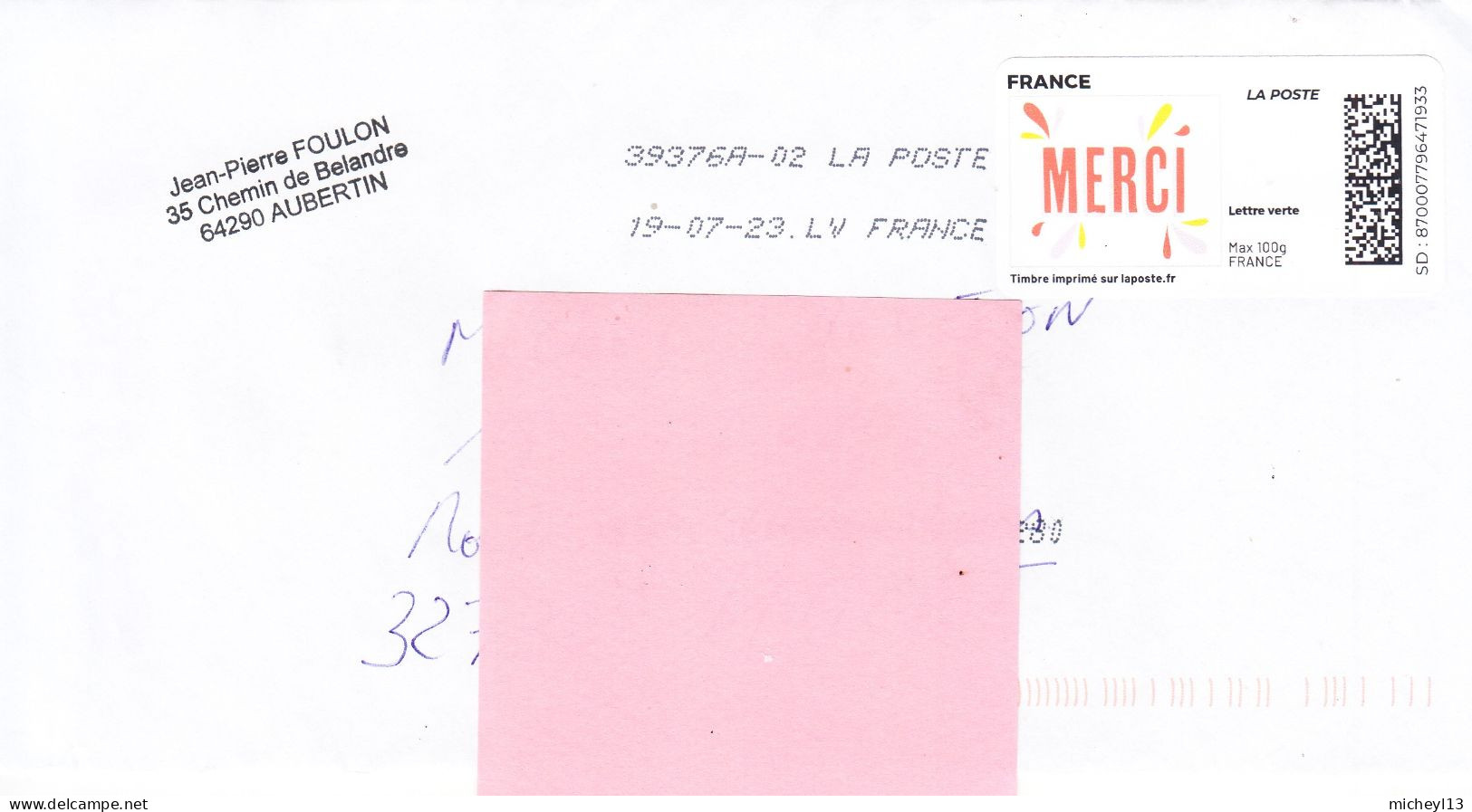 Timbre Personnalisé-FRANCE-''MERCI'' - Timbres à Imprimer (Montimbrenligne)