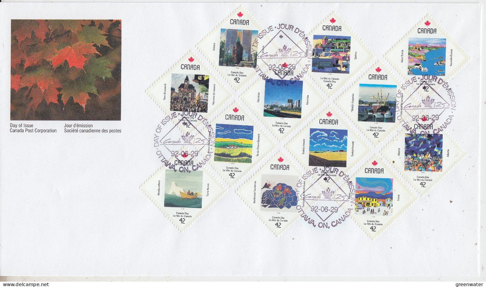 Canada 1992 Canada Day 12v FDC Ca 29.06.1992 (CN165) - 1991-2000