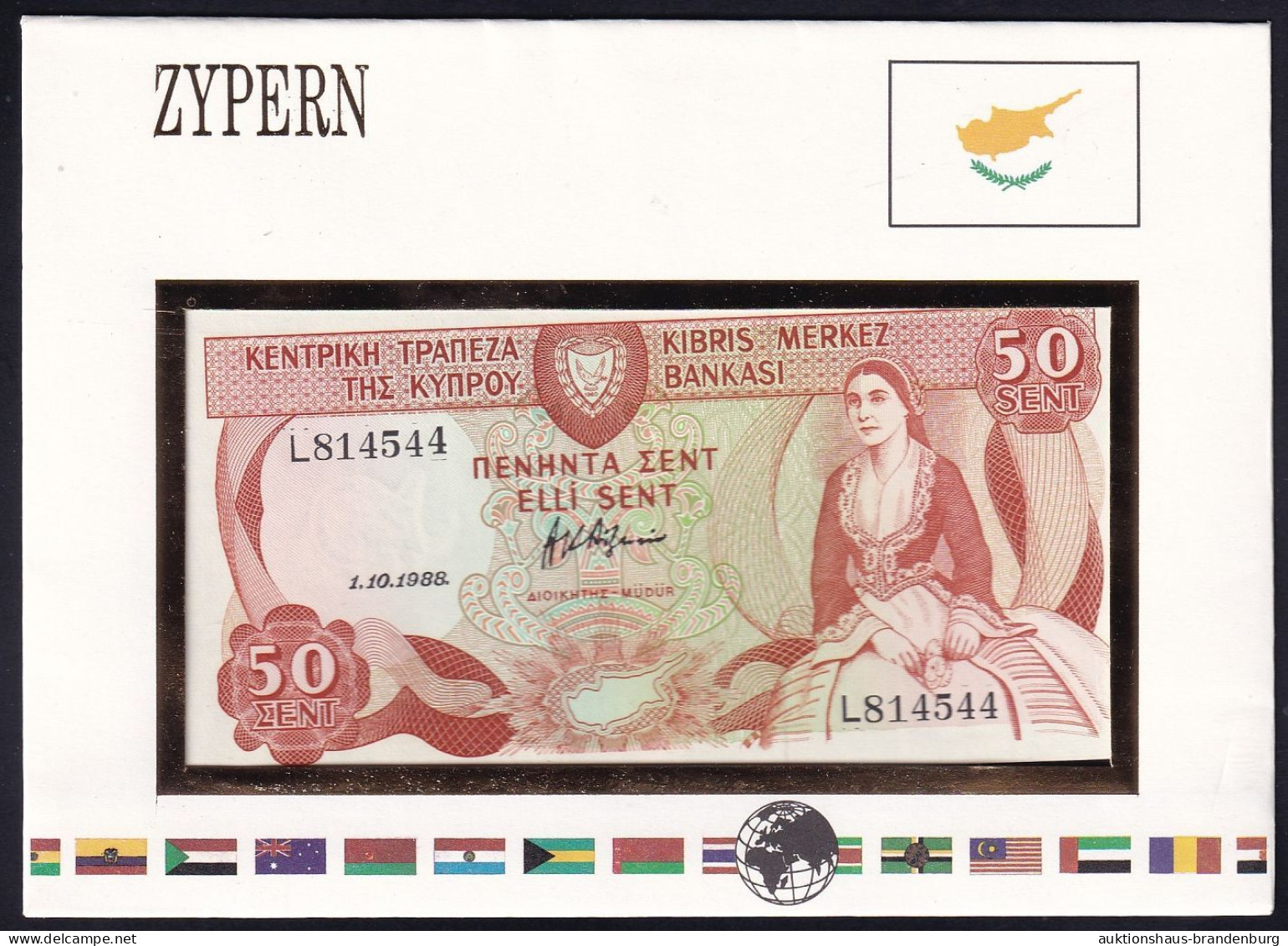Zypern Cyprus: 50 Cents 1.10.1988 - Notenbriefe Der Welt - Zypern