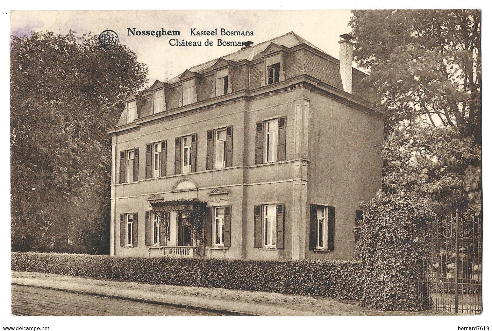 Belgique  -nosseghem  -  Chateau De Bosmans - Carte Ecrite   Mme Van  De Kerchove Proprietaire - Zaventem