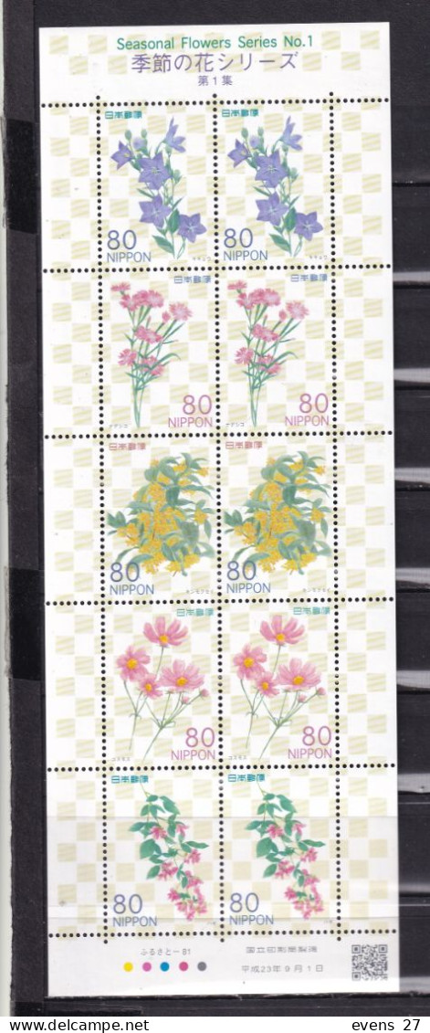 JAPAN-2011-SEASONAL FLOWER SERIES NO 1.- SHEET.MNH. - Blocks & Kleinbögen