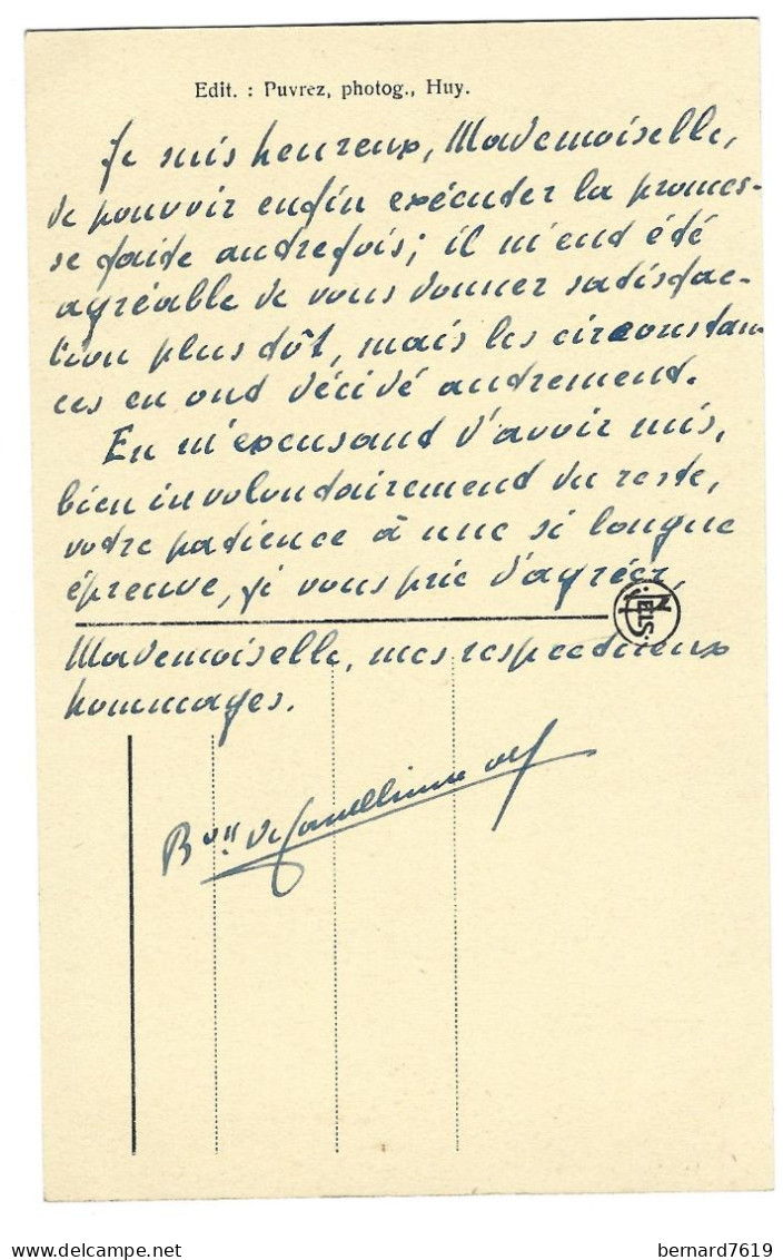 Belgique  -  Noville  Sur Mehaigne  - Le Chateau -  Carte Ecrite Et Signe Par Le Proprietaire Baron De .... Voir Texte - Eghezee