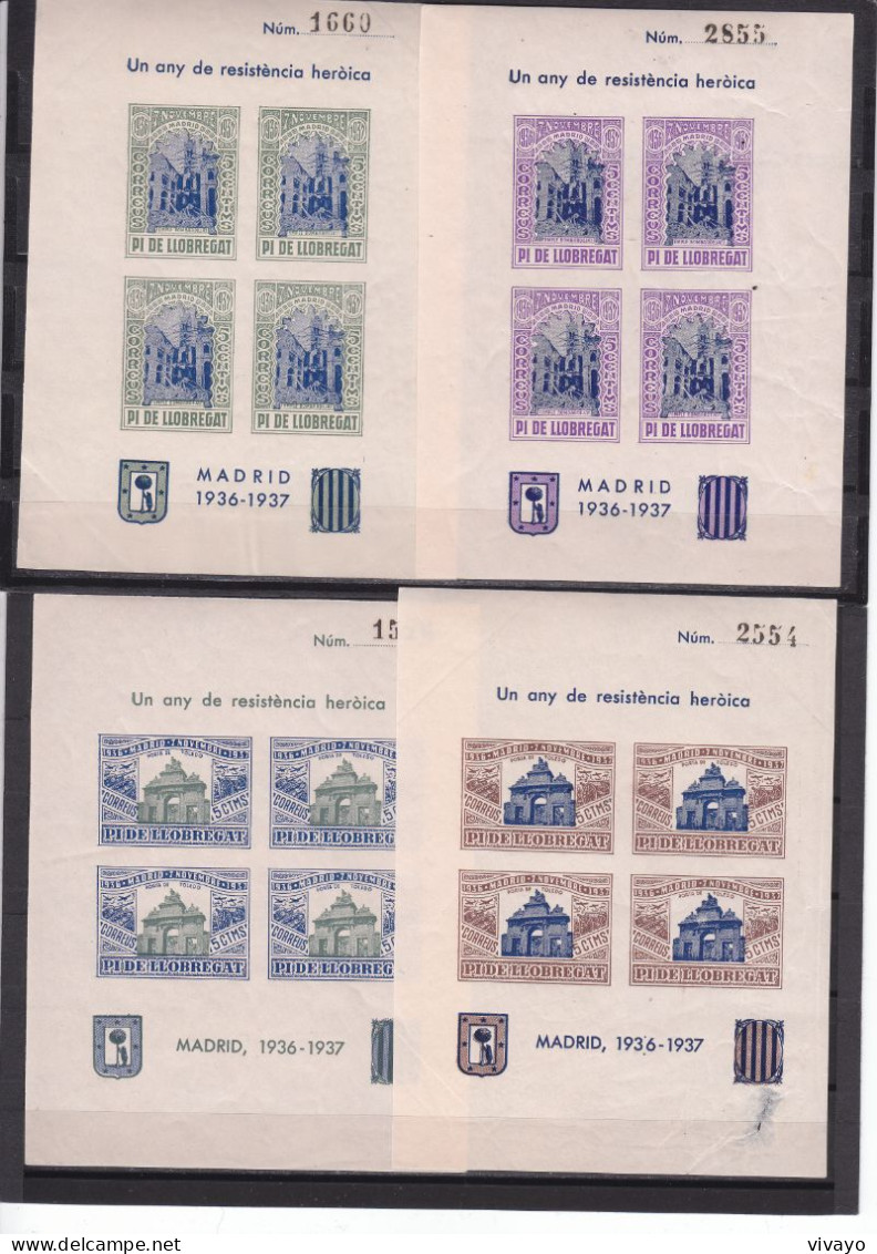 ESPAGNE - SPAIN - **/* - PI DE LLOBREGAT -  1937 - DEFENSA DE MADRID -  8 MINISHEETS - CAT. GALVEZ 583/590 - Republican Issues