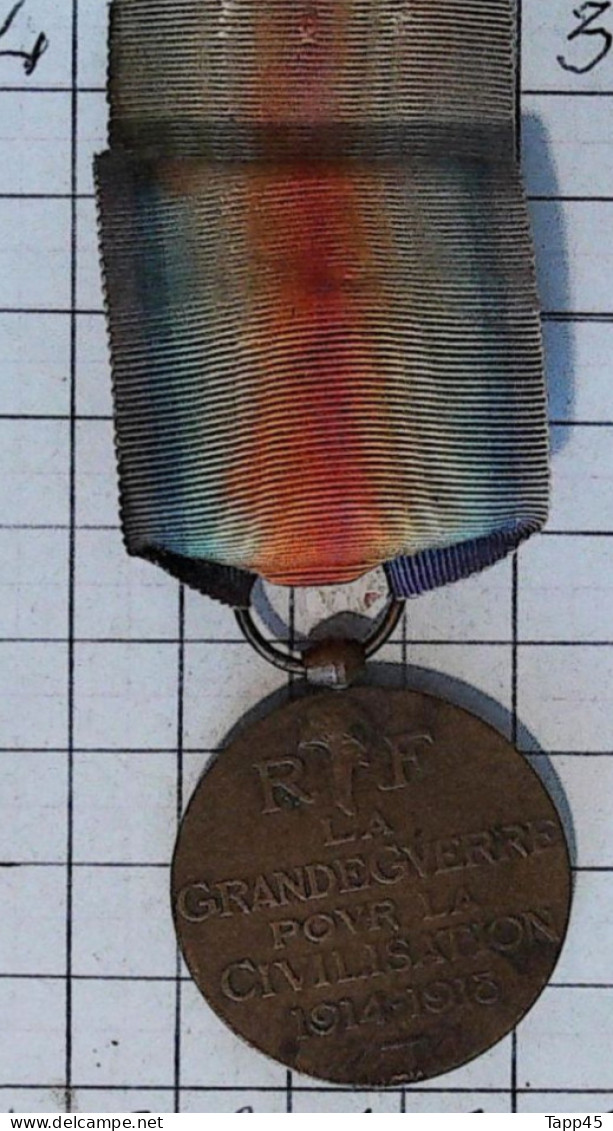 Médaille > Grande Guerre Pour La Civilisation 1914 1918 > Réf:Cl Belge  Pl 1/ 3 - Belgio