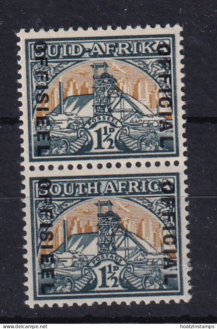 South Africa: 1944/50   Official - Goldmine   SG O33c    1½d    MH Pair - Servizio