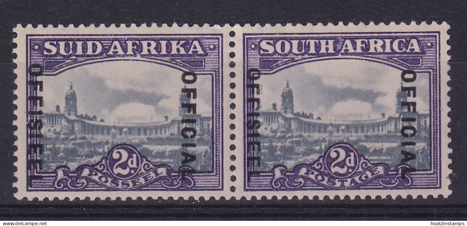 South Africa: 1947/49   Official - Union Buildings   SG O36b    2d   Slate & Bright Violet   MH Pair - Dienstmarken