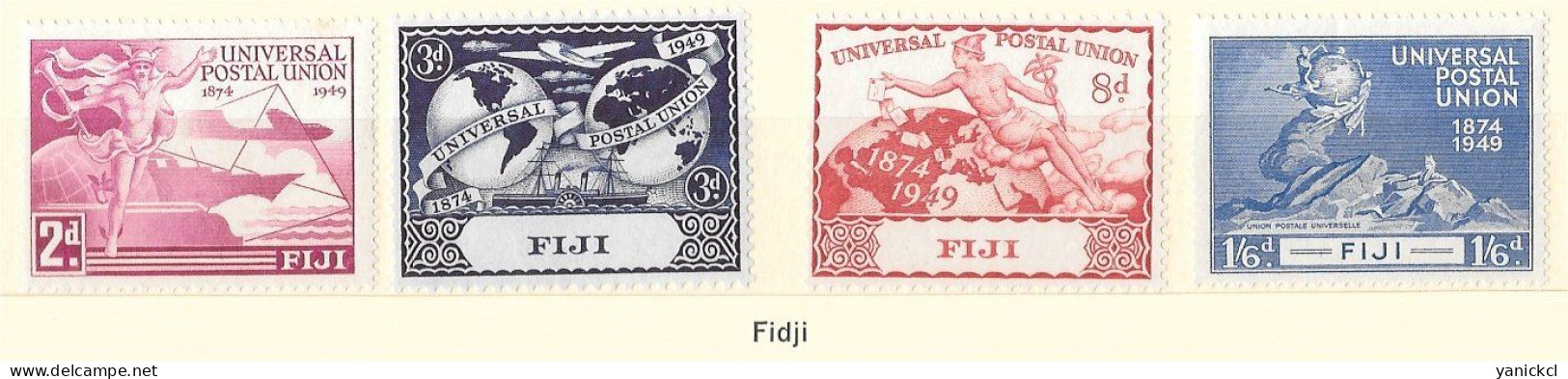 U.P.U. - Fidji- 75e Anniversaire De L' U.P.U. - (4 Valeurs) - 1949 - Y & T N° 129 à 132** - Fidji (1970-...)