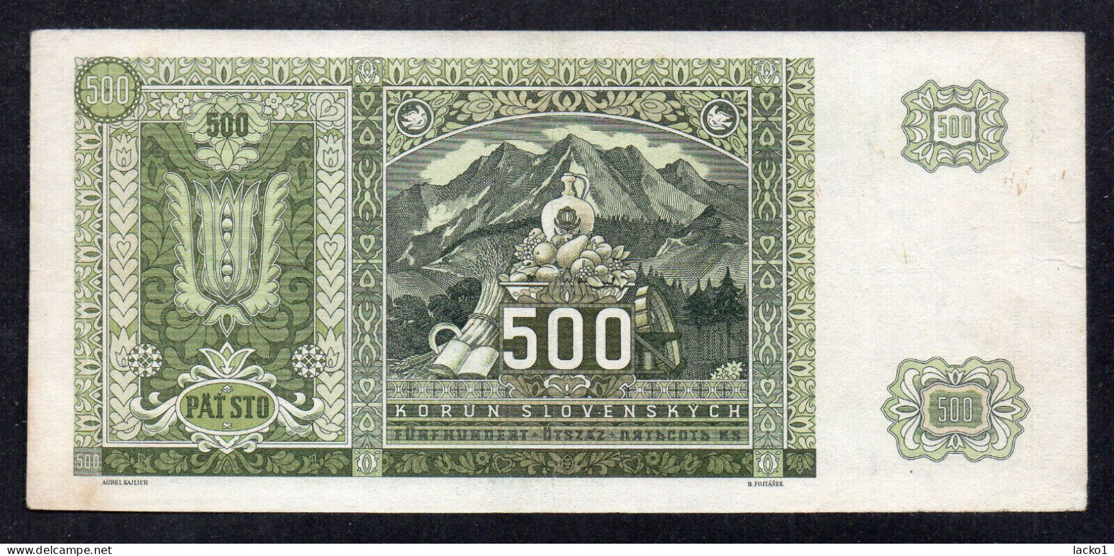 SLOVAKIA , 500 KORUN 1941 , NO PERFORATION !!! - Eslovaquia