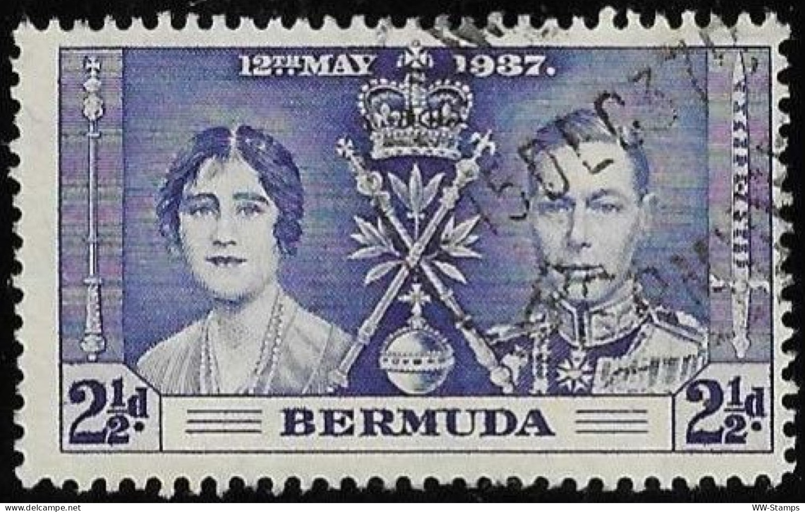 Bermuda 1937 Used Stamp King George VI Coronation 2 1/2c [WLT118] - Bermuda