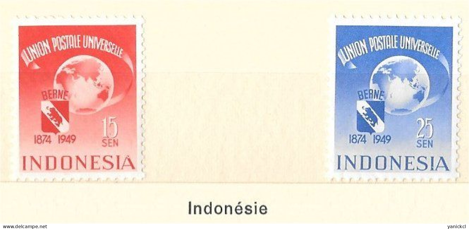 U.P.U. - Inde Néerlandaise- 75e Anniversaire De L' U.P.U. - (2 Valeurs) - 1949 - Y & T N° 367 & N° 368** - Unused Stamps