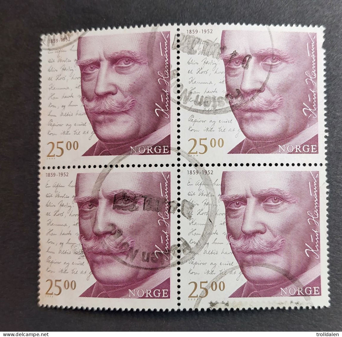 Knut Hamsun 2009, Block Of 4 - Blocks & Sheetlets