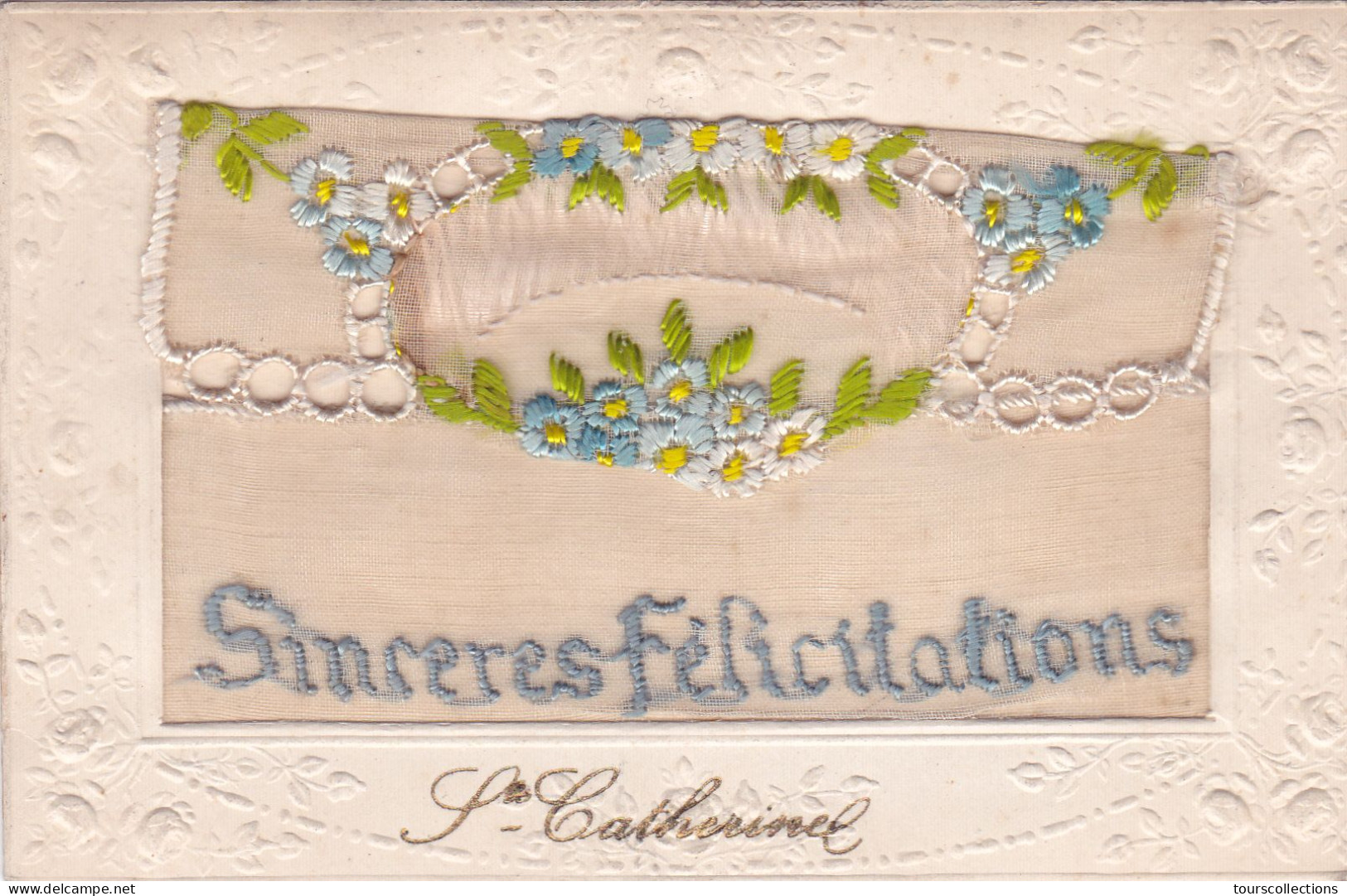 1 Carte BRODEE Bonnet De SAINTE CATHERINE à L'intérieur (voir Photo 3 Et 4) - Catherinette - Sincères Félicitations - Sainte-Catherine