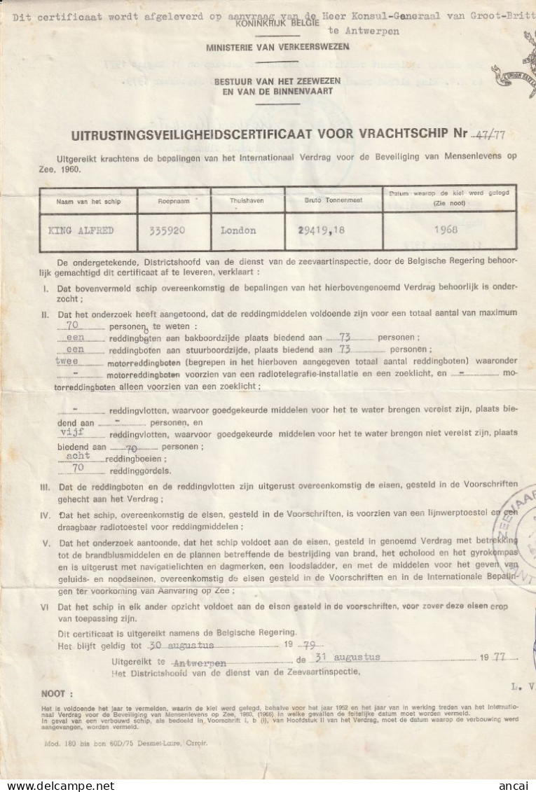 Belgio. 1977. Marca Da Bollo Su Documento - Documenti