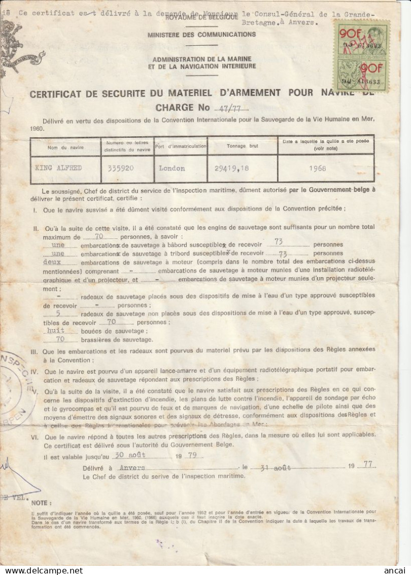 Belgio. 1977. Marca Da Bollo Su Documento - Documentos