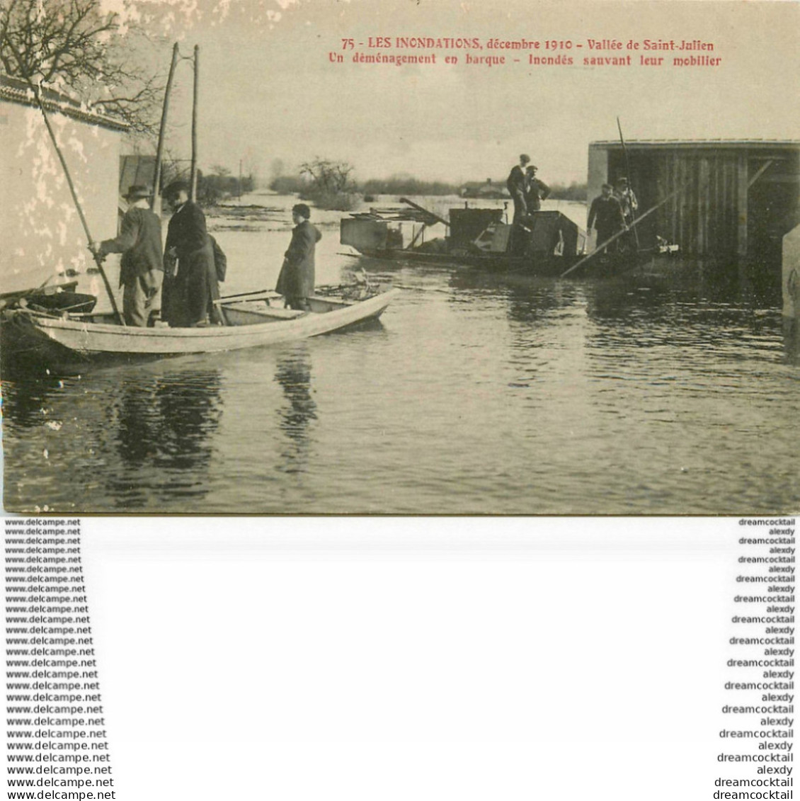 PHL 44 Inondations De 1910 Vallée De Saint-Julien. Un Déménagement De Mobilier En Barque - Saint Julien De Vouvantes