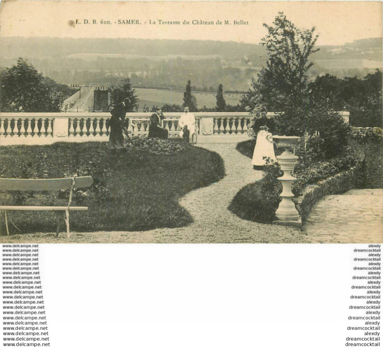 HR 62 SAMER. Terrasse Du Château Bellet Avec Servante, Jardinier Et Châtelains 1907 - Samer