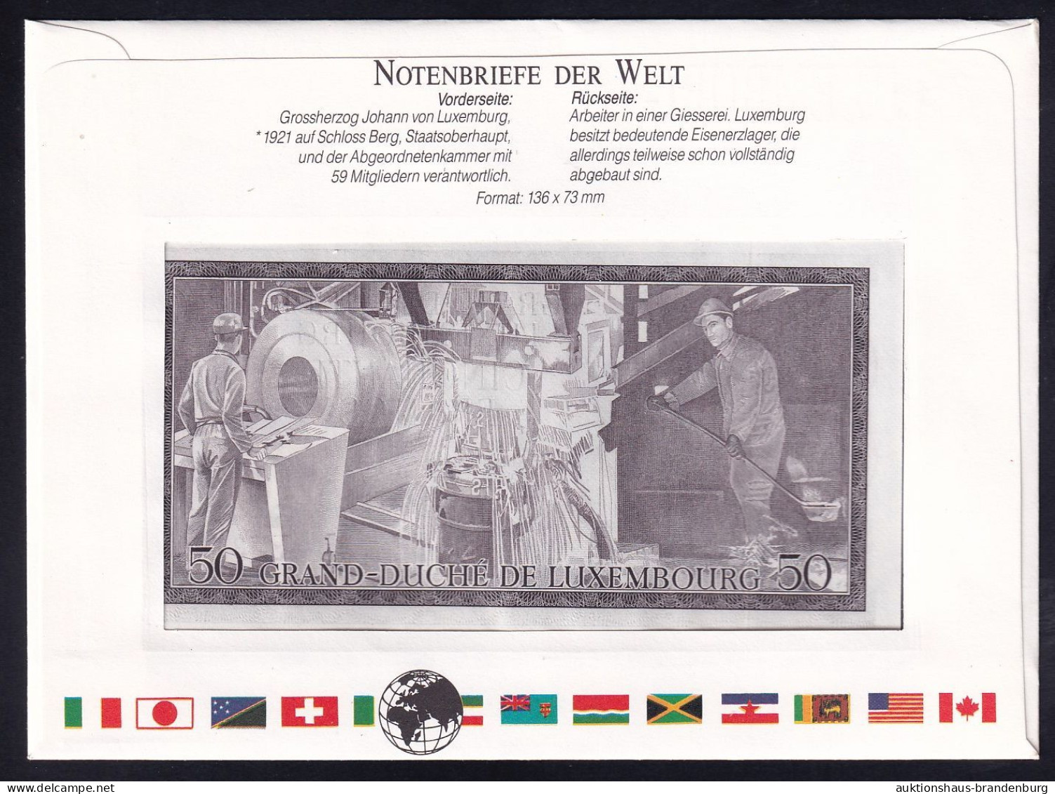 Luxemburg: 50 Francs 25.8.1972 - Notenbriefe Der Welt - Lussemburgo