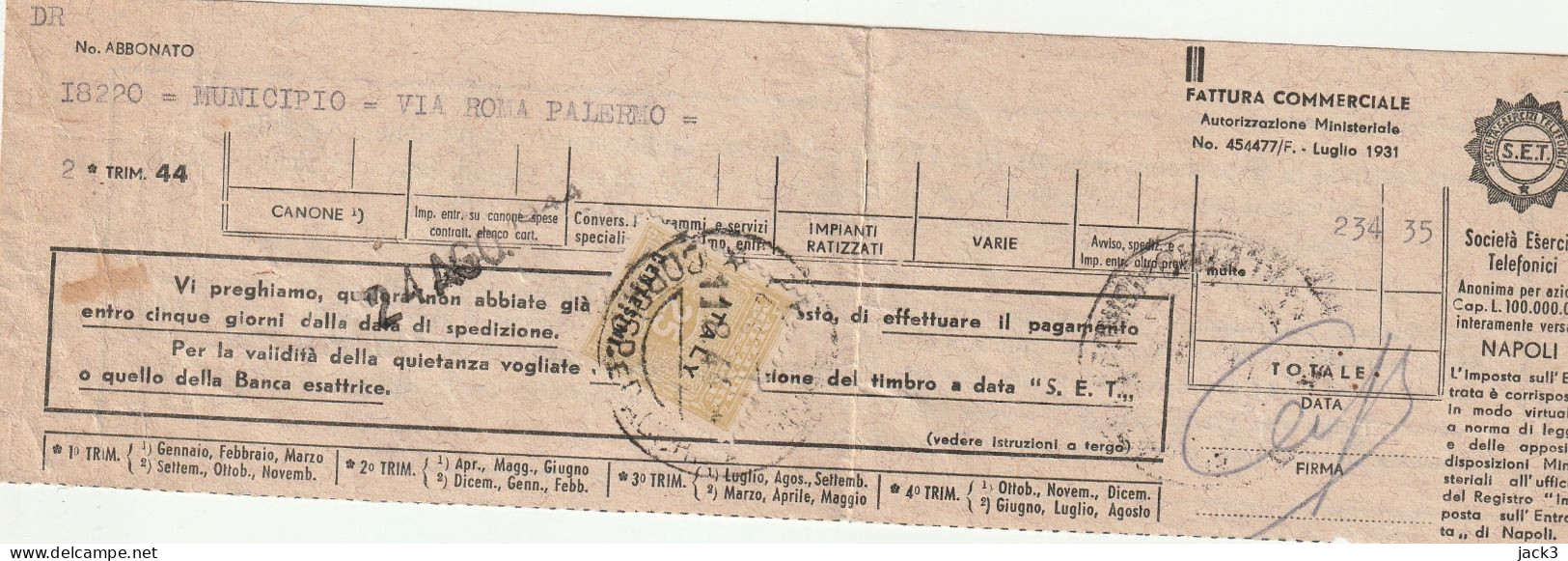 AMGOT 25CENT SU FATTURA - Anglo-american Occ.: Sicily