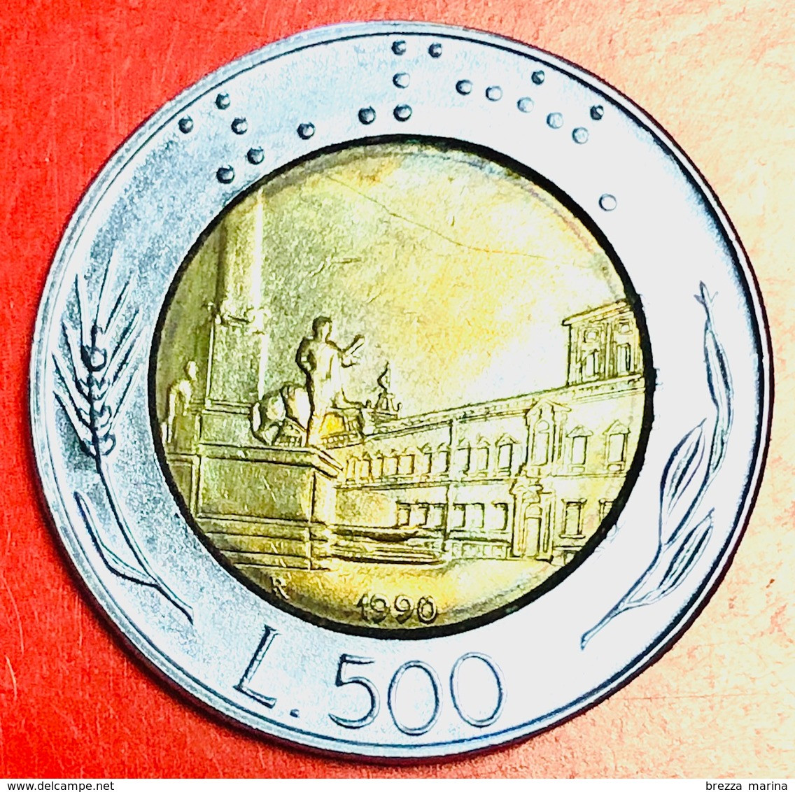 ITALIA - 1990 - Moneta - Veduta Di Piazza Del Quirinale - Testa Alata Femminile - Lire - 500 - 500 Liras