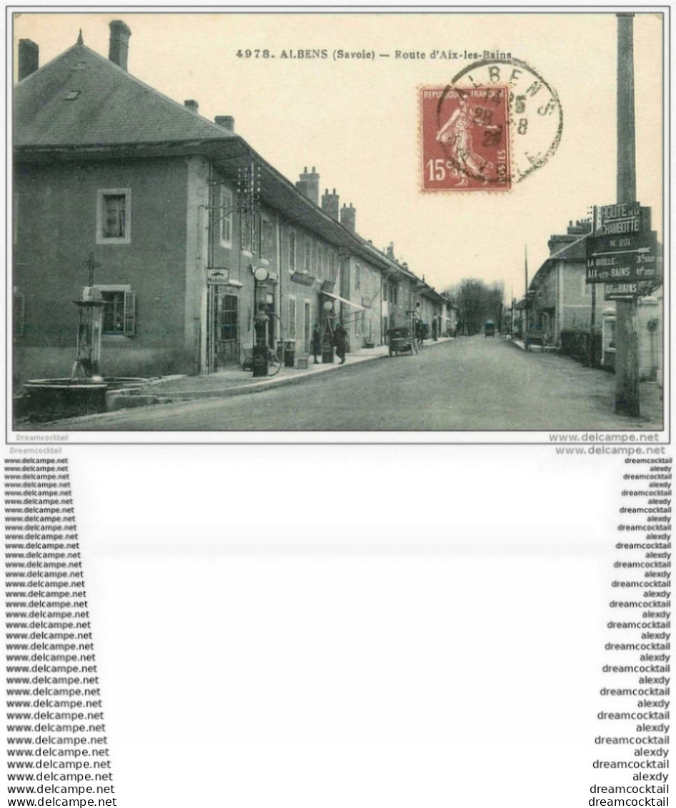 73 ALBENS. Route D'Aix-les-Bains 1928 Pompe à Essence Manuelle Mobioil - Albens