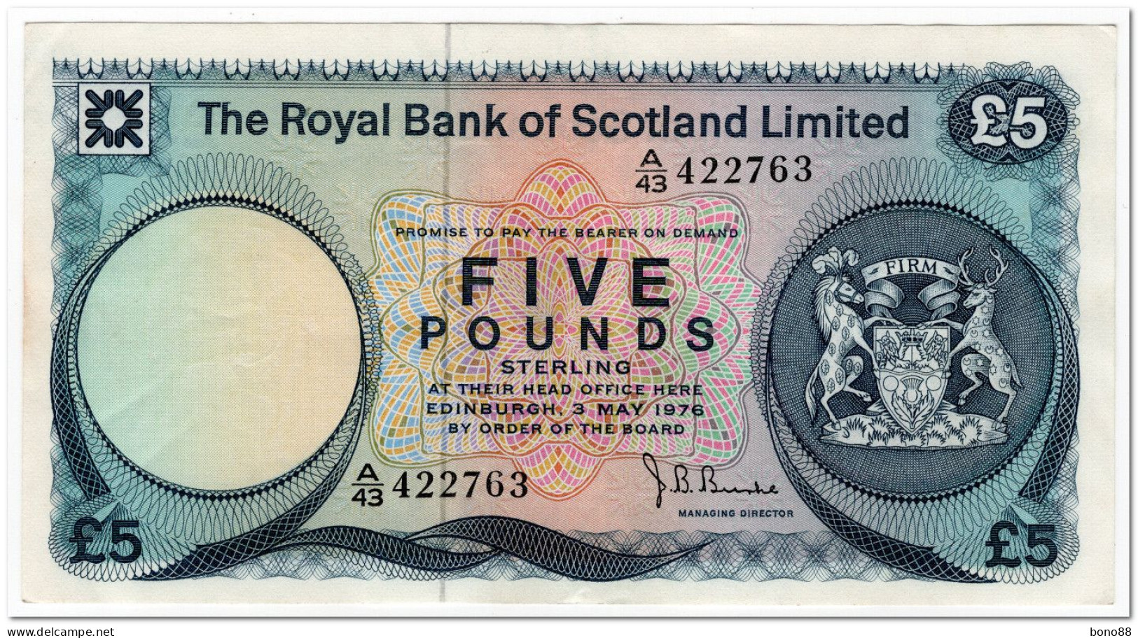 SCOTLAND,THE ROYAL BANK OF SCOTLAND LIMITED,5 POUNDS,1976,P.337,XF - 5 Pounds