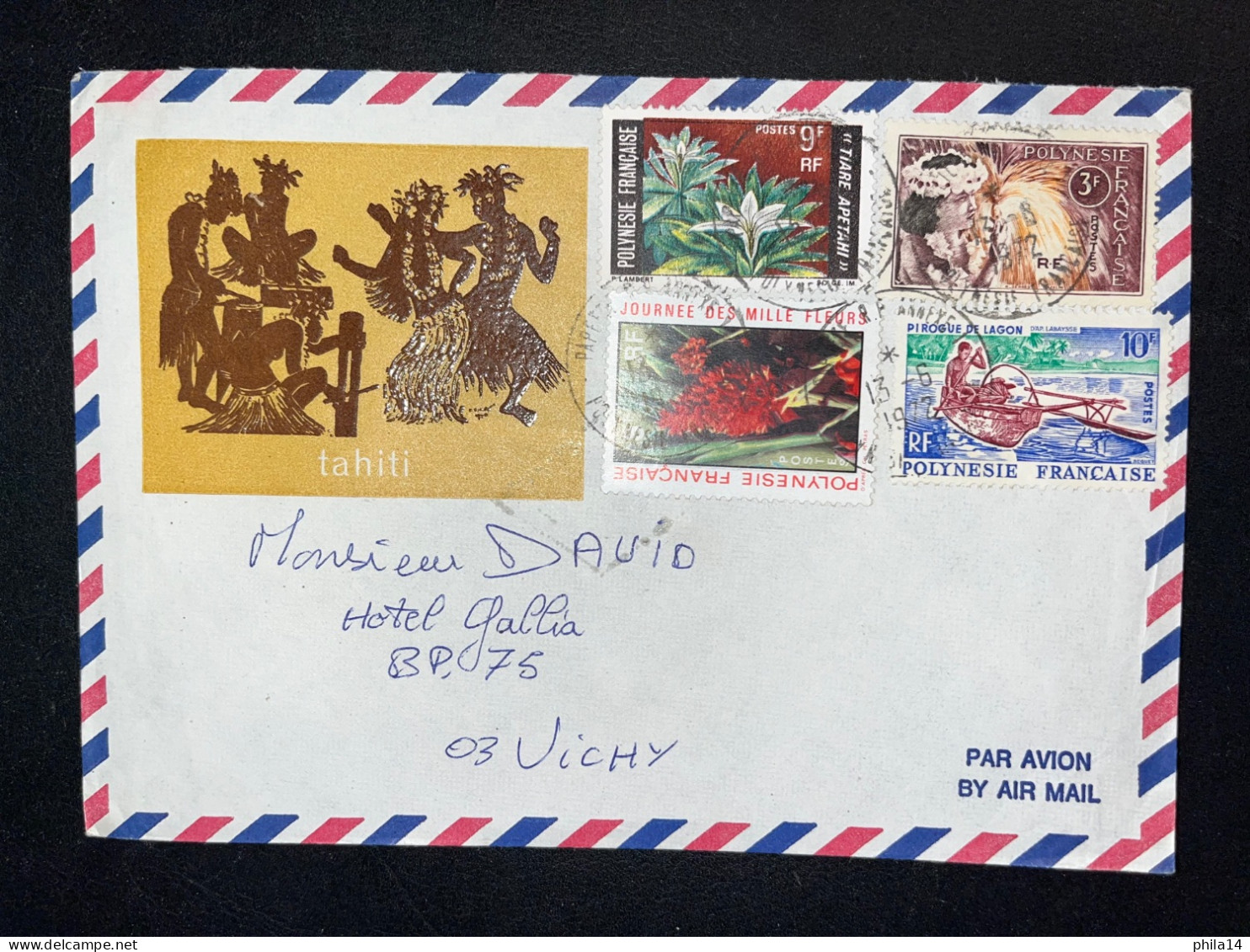 ENVELOPPE POLYNESIE FRANCAISE TAHITI  SP 91559 POUR VICHY 1972 - Lettres & Documents