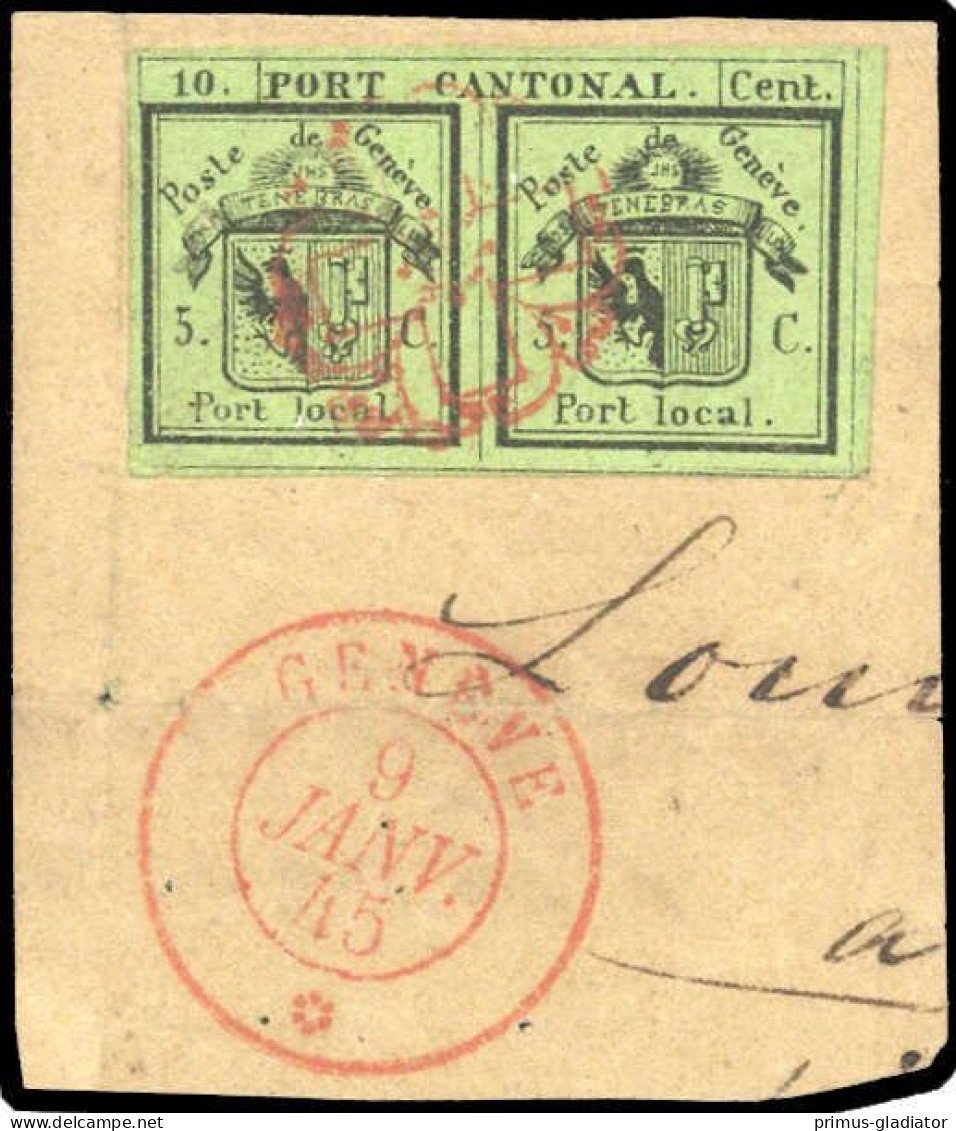 1843, Schweiz Kantone Genf, 1 Bogenrand, Briefst. - 1843-1852 Timbres Cantonaux Et  Fédéraux
