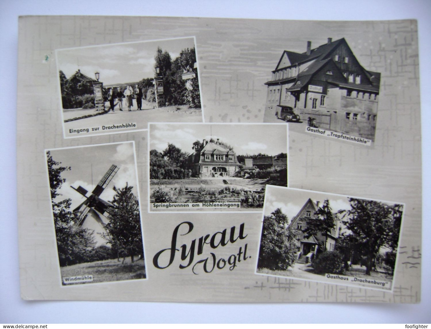 DDR Syrau (Vogtl.) Gasthof Tropfsteinhöhle Windmühle Gasthaus Drachenburg Eingang Zur Drachenhöhle Springbrunnen....1966 - Syrau (Vogtland)