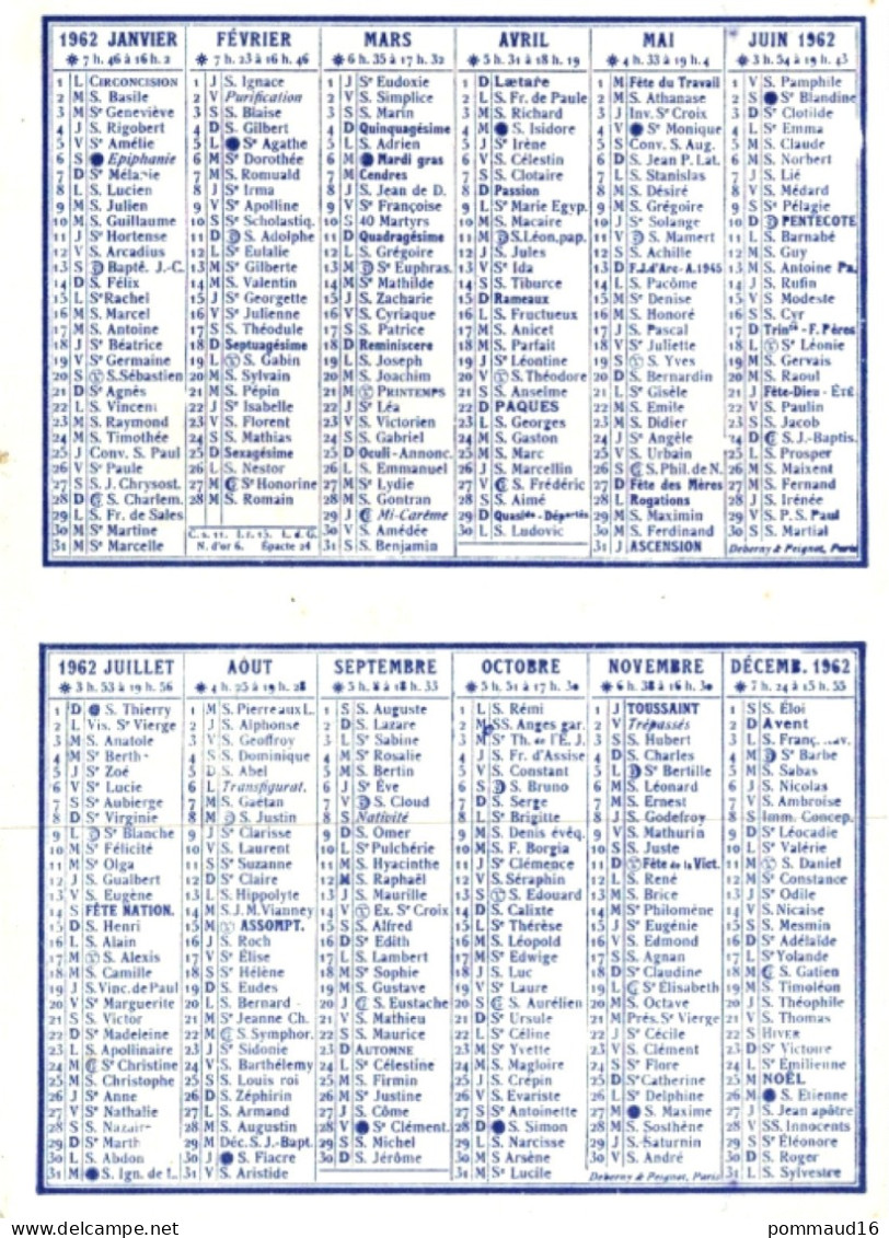 Calendrier 1962 Lille La Vieille Bourse - Faraud, Niort - Petit Format : 1961-70