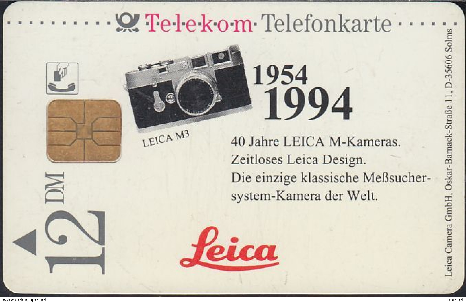GERMANY S09/94 Leica - 40 Jahre M Kameras - Photoapperat - S-Series: Schalterserie Mit Fremdfirmenreklame
