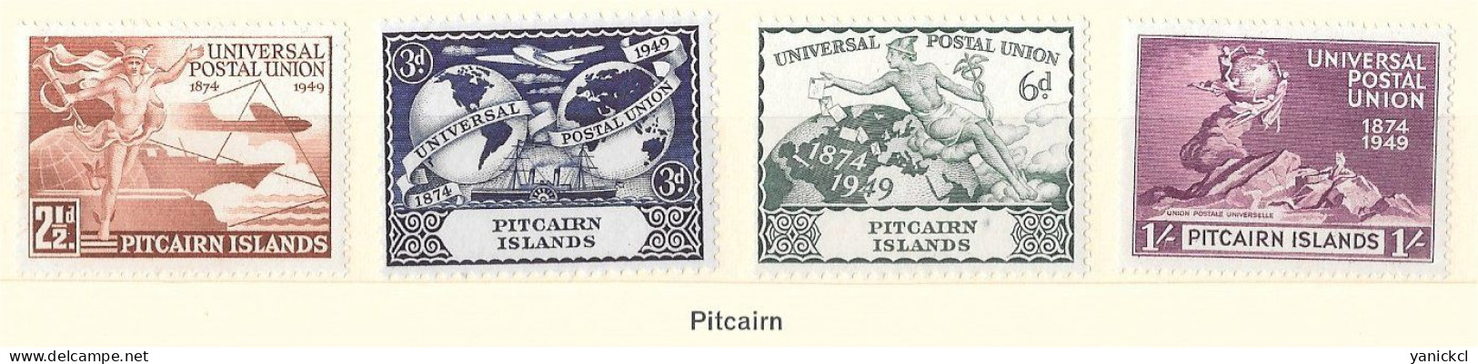U.P.U. - Pitcairn - 75e Anniversaire De L' U.P.U. - (4 Valeurs) - 1949 - Y & T N° 13 à 16** - Pitcairn Islands
