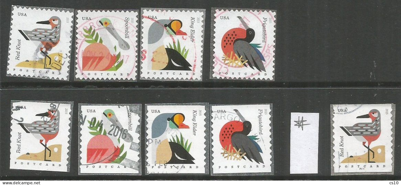 USA 2015 Coastal  Birds - From Sheet SC.#4991/94 + Coil Sc.#4995/98+ Plate# - Cpl 4+4+1v Set - VFU - Collezioni & Lotti