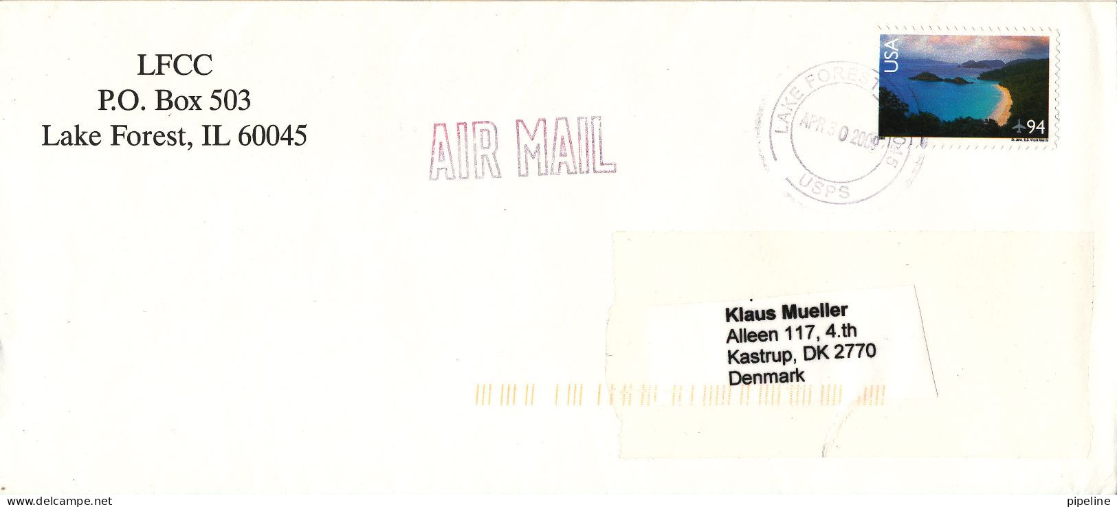 USA Cover Sent Air Mail To Denmark 30-4-2009 Single Franked - Covers & Documents