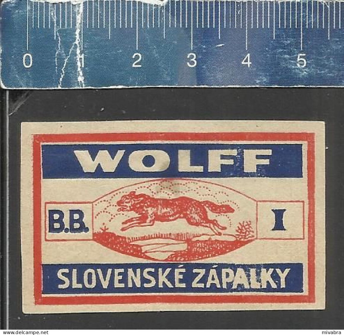 WOLFF SLOVENSKÉ ZÁPALKY  BBI -  OLD VINTAGE CZECHOSLOVAKIAN MATCHBOX LABEL - Boites D'allumettes - Etiquettes