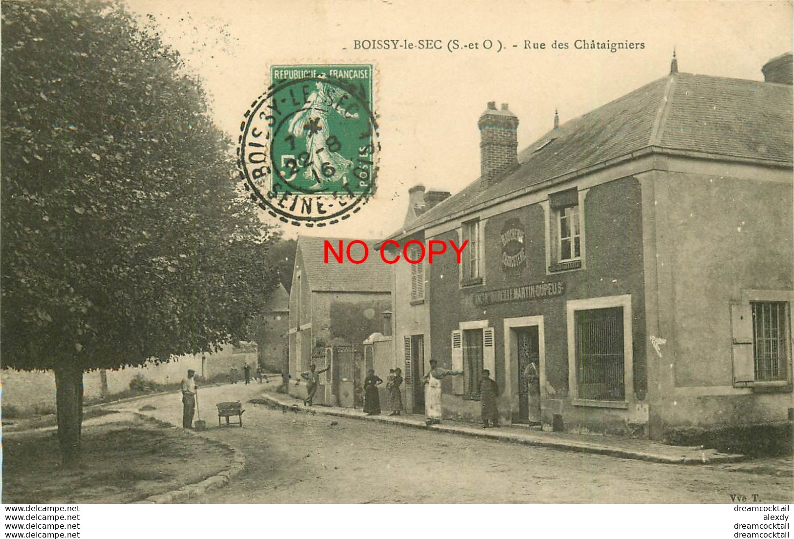 91 BOISSY-LE-SEC. Boucherie Charcuterie "MARTIN DUPEU" Rue Des Châtaigniers 1916 Carte Rare Sur Delcampe... - Boissy-la-Rivière