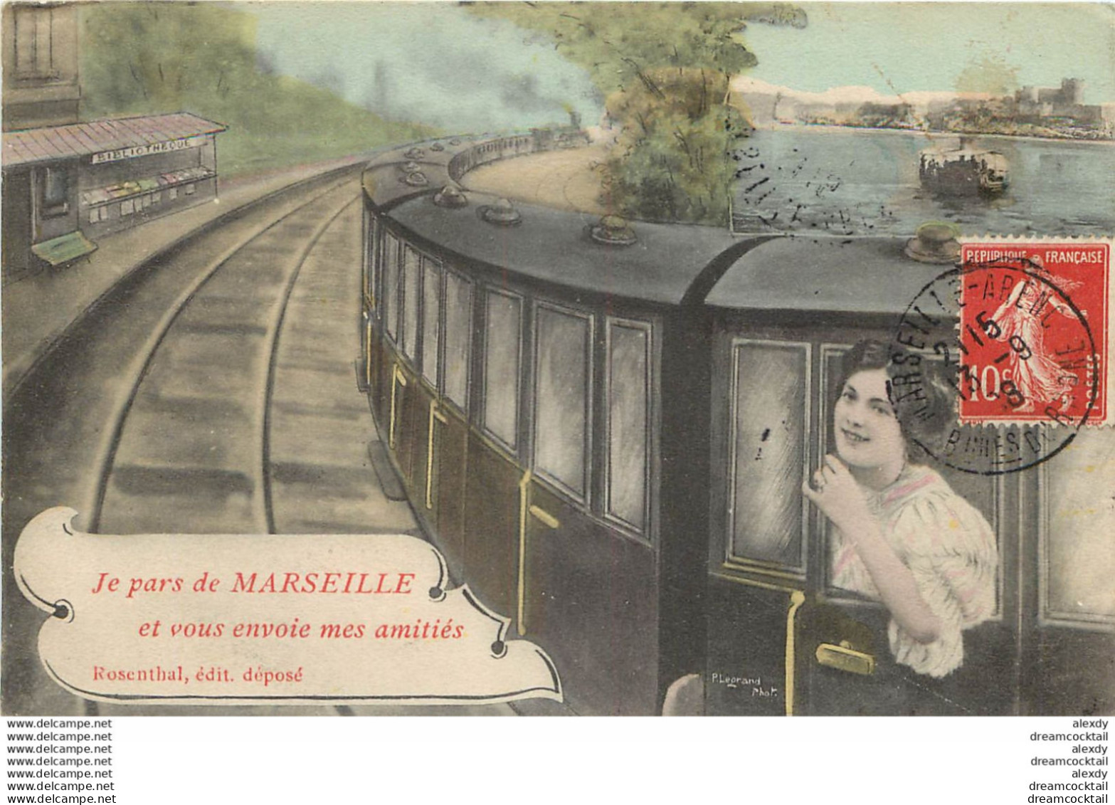 (XX) Gare Et Train Locomotive Voyageur Voyageuse. Je Pars De 13 MARSEILLE 1908 - Station Area, Belle De Mai, Plombières