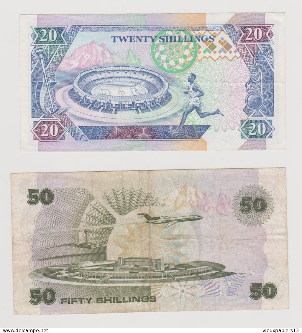 2 Billets Du Kenya 20 Twenty Shillings 1994 Et 50 Fifty Shillings 1987 - Kenia