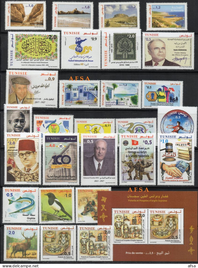 Tunisia 2018-Full Year  MNH** With 4 Blocks ( 2 Scans) // Année Compléte 2018 +4 Blocs-feuillet (2 Scans) - Collections (sans Albums)