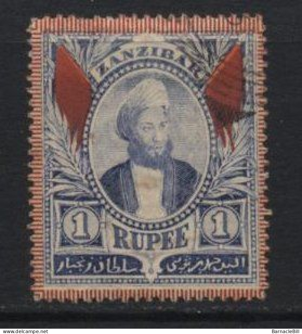 Zanzibar (07) Sultan Seyyid Hamed-bin-Thwain. 1R Red & Blue. Used. Hinged. - Zanzibar (...-1963)