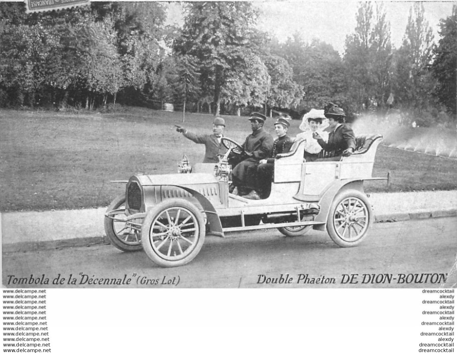 TRANSPORTS. Voiture Double Phaéton De Dion-Bouton Au Bois De Boulogne En 1907 Avec Chauffeur De Maître. Gros Lot Tombola - Taxi & Carrozzelle