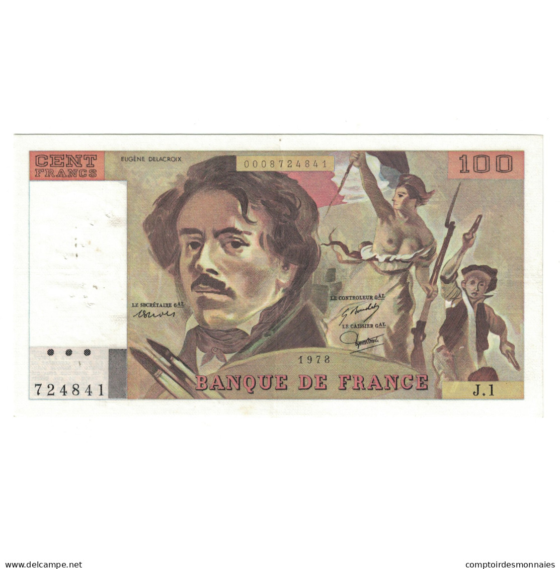 France, 100 Francs, Delacroix, 1978, J.1724841, SUP, Fayette:68.1, KM:154a - 100 F 1978-1995 ''Delacroix''