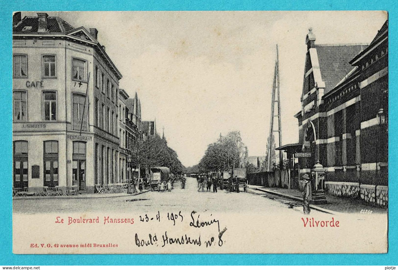 * Vilvoorde - Vilvorde (Vlaams Brabant) * (Ed. V.G.) Le Boulevard Hanssens, Café J. Muyts, Restaurant, Animée, TOP - Vilvoorde