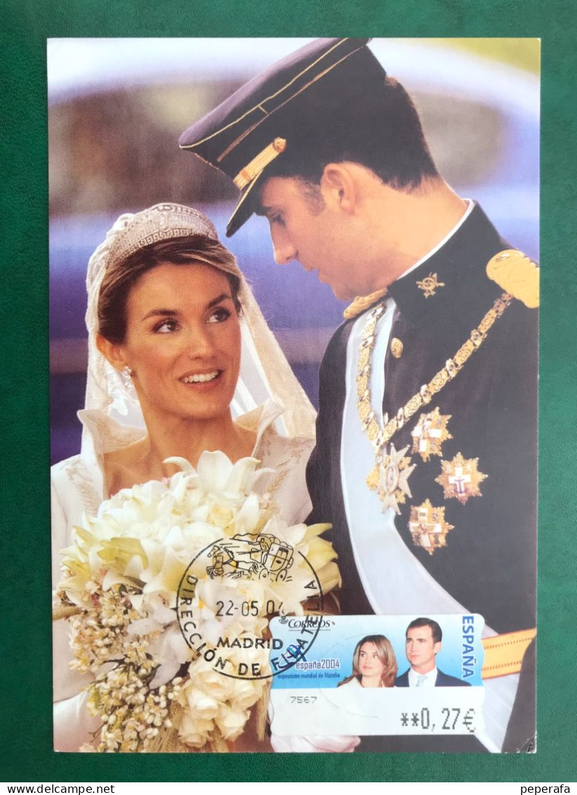 España Spain Madrid 2004, Etiquetas ATM Label, Boda S. A. El Príncipe De Asturias  / Royal Wedding Felipe De Borbón - Storia Postale