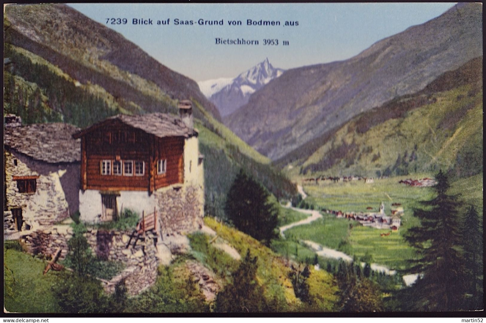 Schweiz Suisse : Bild-PK CPI "Blick Auf Saas-Grund Von Bodmen Aus - Bietschhorn 3953 M" Ungelaufen / Non Circulé - Saas-Grund