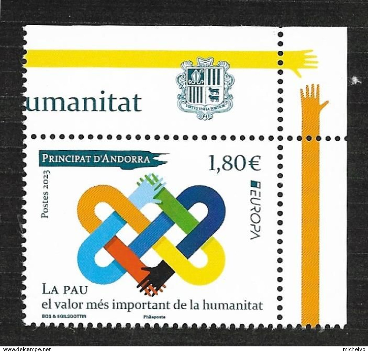 Andorre 2023 - Yv N° 891 ** - La Paix : La Valeur Humaine La Plus Importante  - EUROPA - Unused Stamps