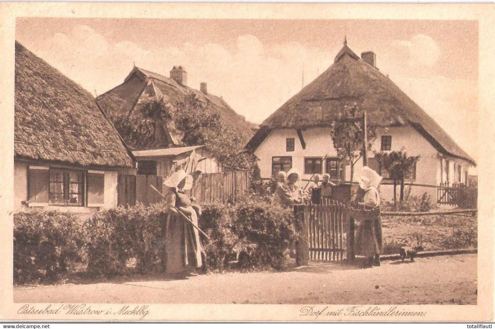 WUSTROW Ostseebad Mecklenburg Fischländerin Nen In Tracht Bei Dorfklatsch Nachverwendet 14.8.1950 Herstellung 1931 - Fischland/Darss