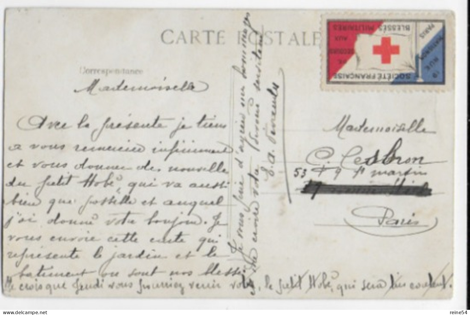 75 Vignette Régimentaire Delandre Guerre 1914/18 Sur Carte Postale  American Art Students Club - Circulé 1915 Pipon - Croce Rossa