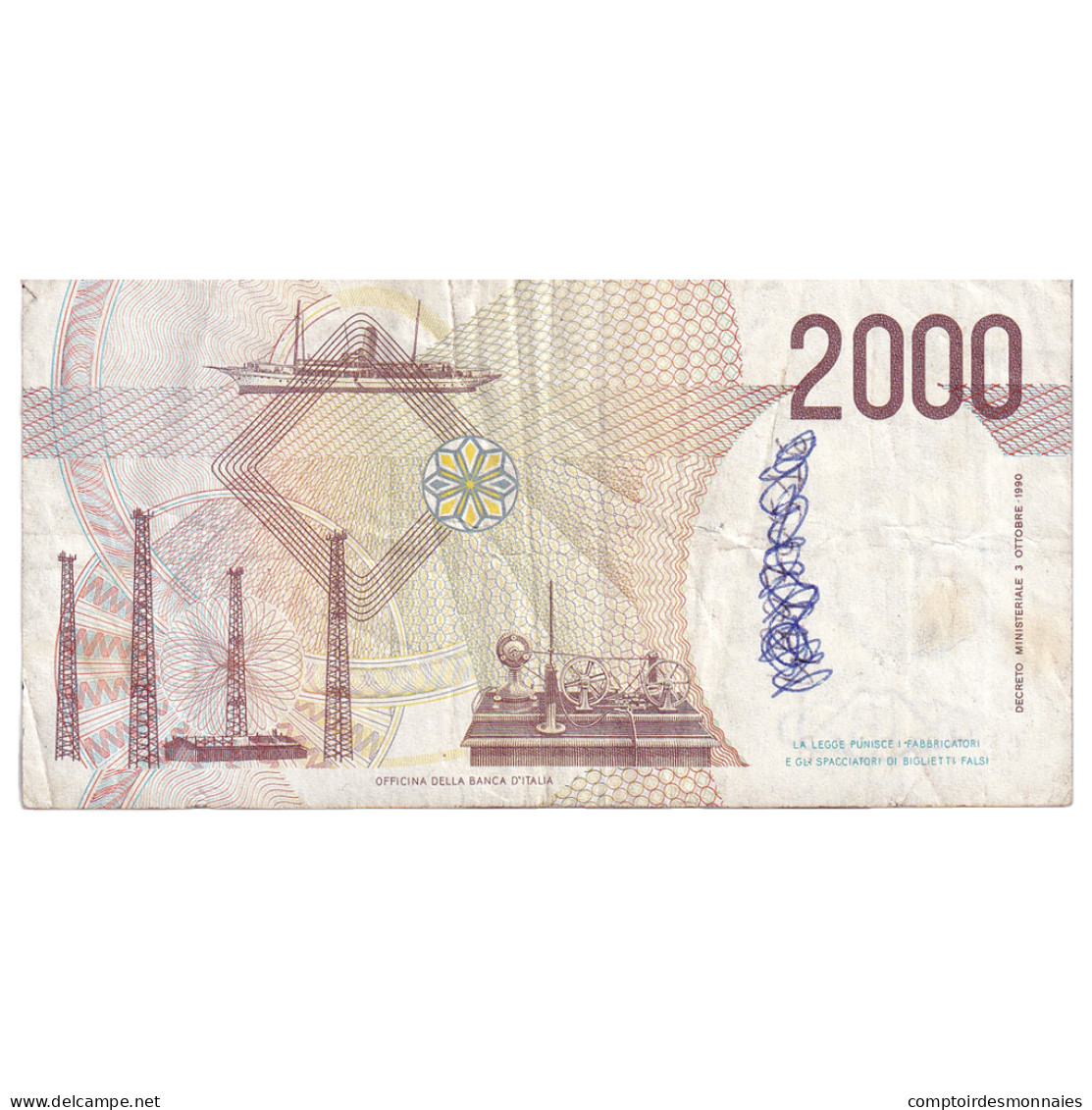 Italie, 2000 Lire, 1990-10-03, TB - 2.000 Lire